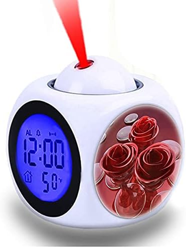 Despertador de projeção Acorde o quarto com dados de exibição de dados e temperatura, projeção de parede/teto LED, personalize o padrão-725.Rose, vermelho, beleza, flor, jardim, vidro