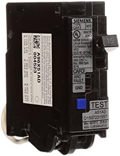 Siemens qa115afc 15-AMP ÚNICO POLO DE 120 VOLTO COMBATIVA DE PUBLE AFCI Breaker, Black