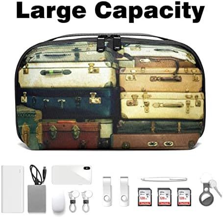 Organizador eletrônico, bolsa de cosméticos, organizador de viagens eletrônicas, bolsa de tecnologia, padrão de caixa