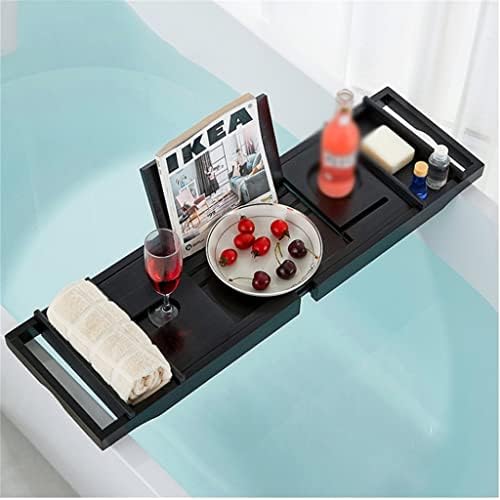 BBSJ Spa ajustável Spa de madeira bandeja de bandeja de bandeja Caddy Acessórios para banheira de banheira de banheira suporte