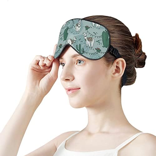 Alapaca fofa em Boho Print Eye Máscara Bloqueando a Máscara de Sono com cinta ajustável para o trabalho de turno para dormir para viagem