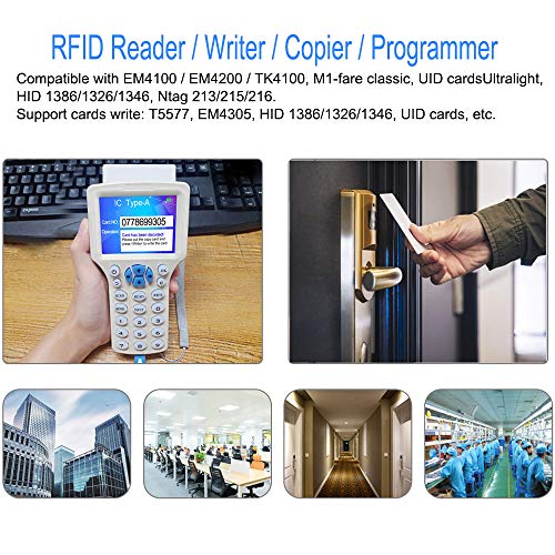 Lexi 125kHz 13,56MHz 10 Frequency RFID Access Reader/Writer/Duplicator, copiadora de cartão HID de ID Premium ID, leitor NFC, programador de cartões de chaves, cartões de chave UID com interface USB e UID/T5577