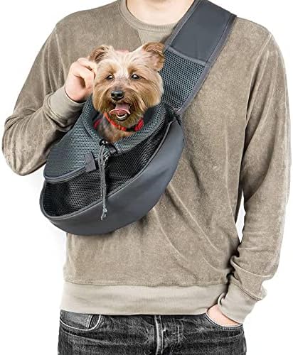 Transportadora de estilingue de cachorro kucehiup para cães pequenos portador de gato de gato malha respirável saco sem mão