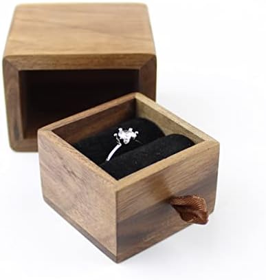 Caixa de anel de noivado de madeira, caixa de anel em forma de gaveta pequena para proposta de armazenamento de anel de