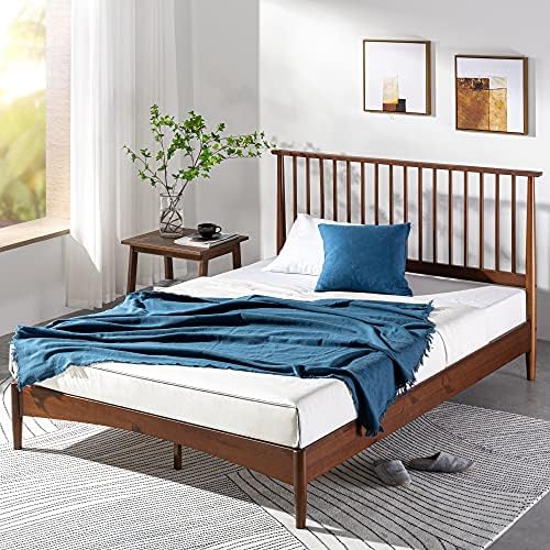 Zinus Linda Mid Century Wood Plat, completa e 12 polegada Ultra Refrigere Gel Memory Memory Coam Mattress/Cool-to-Touch