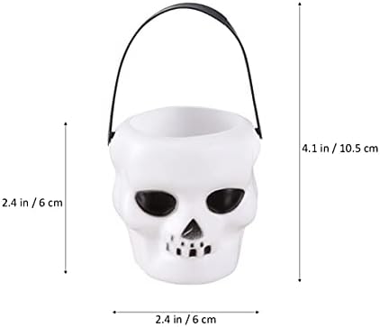Decoração de lanterna genérica 6pcs/ set mini baldes de doces de Halloween com manusear o crânio cabeças witchs caldeirão