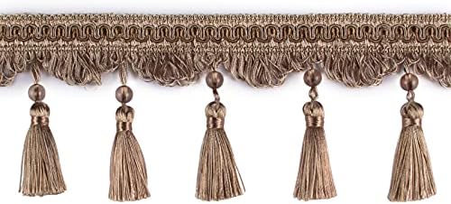 Hedonghexi Tassel Fringe Trim 5,25 jardas x 4 polegadas de luxo de luxo com miçangas com borracha de franjas para decoração de vestido