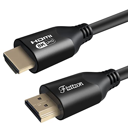 Fizttzon 8K HDMI CABO HDMI 2.1 Suporte ao cabo 8K/60Hz, 4K/120Hz, HDCP 2.3/2.2, EARC, 48Gbps transfer-Blcak