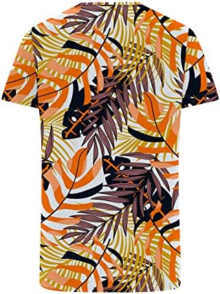 Tops de verão femininos Crochet Lace V pescoço de manga curta Túnica de túnica elegante Flowy Blouse Tropical Flower Hawaiian Shirts