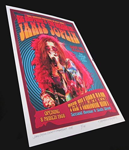 Pôster de Janis Joplin criado pelo artista original de Fillmore East David Byrd assinado