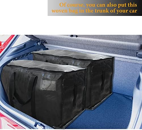 Cuxfls Moving Bags Sacos de Stroage Extra -de -Forado Pesados ​​com Zíperes e Hilhas Fortes para Movimentos de Moteira, Bolsas de armazenamento dobráveis ​​de armazenamento armazenamento para economia de espaço, alternativa às caixas de movimento （preto - L - Conjunto de 4）