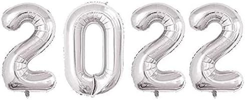 40 polegadas 2022 Número de folhas de prata Balões para 2022 Véspera de Ano Novo Festival Supplies Decorações de Graduação