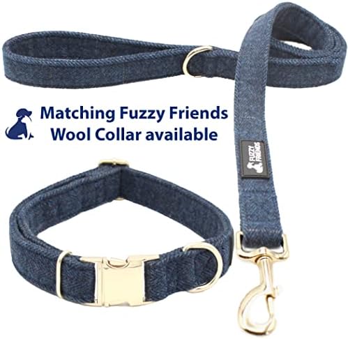 Fuzzy Friends Blue Wool Leashh. Um cão hipoalergênico, cães de grife, ótimo para cães pequenos, médios e grandes. Coleira de cachorro de cachorro perfeita ou coleira de cão de menino