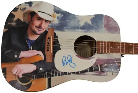 Brad Paisley assinou autógrafo em tamanho real personalizado único de um tipo 1/1 Gibson Epiphone Guitar Guitar AAA com James Spence