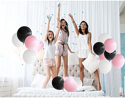 Ansomo preto e rosa de 12 polegadas Balões de látex decorações de festas de aniversário, 40 pacote, branco preto rosa branco