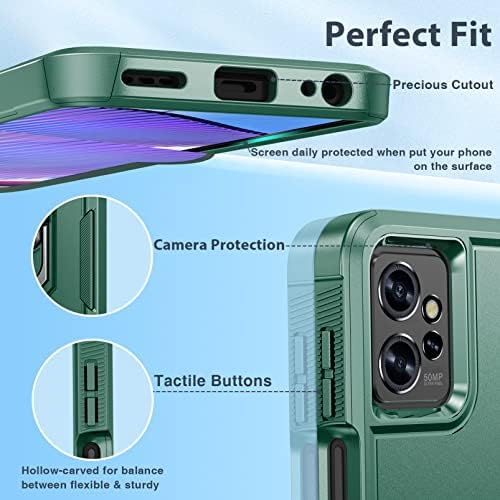 Para Motorola Moto G -Power -5G 2023 Caso: Moto G 5G 2023 Caixa de telefone com protetor de tela de vidro temperado - suporte de kickstand com anel magnético rotativo - casos de cobertura de células de proteção militar escura verde escuro