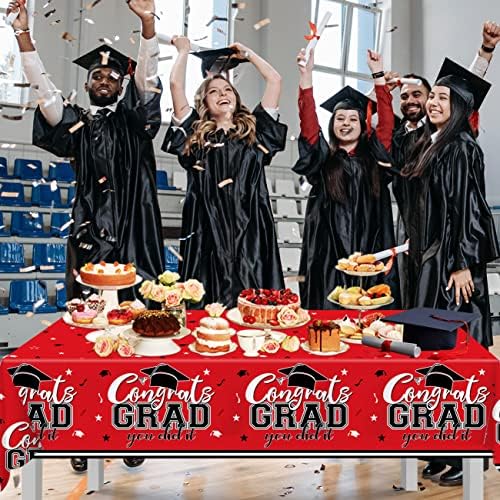 Xituodai Red e Black Graduation Decorações de 2023, 3pcs Toneladas de mesa de graduação Parabéns Capas de mesa de pós -graduação,