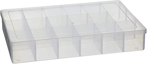 Darice Clear S Caixa de armazenamento do organizador, 10,25 ”x 6,75” x 1,625 ”-Porta de contas com 17 compartimentos, também para lantejoulas, unhas, jóias que produzem suprimentos