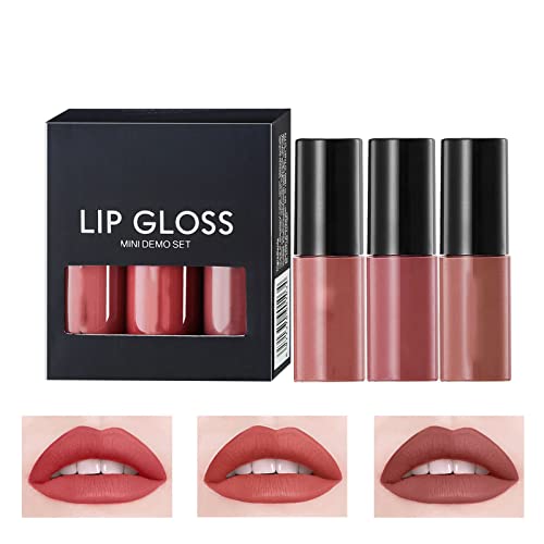 Little Shopping Shopping para Lip Gloss 1set Batom com maquiagem labial Velvet Longa Longa Pigmento Alto Pigmento Nude Impermeável