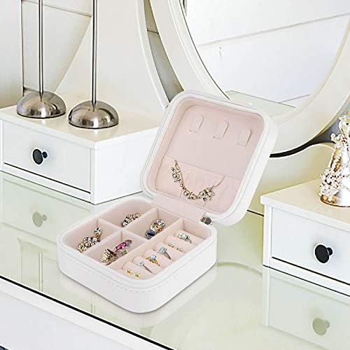 Caixa de jóias, caixa de viagem portátil pequena, caixa de armazenamento de exibição de organizadores para anéis, brincos, colares, pulseiras - impressão de abacaxi roxo