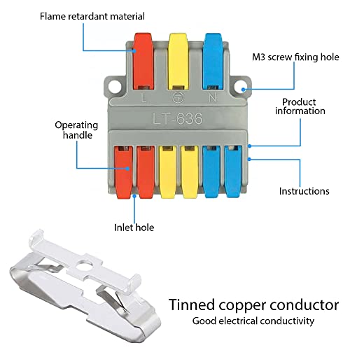 Conector de porca de fios da alavanca de koverflame, conector de cabo de fiação rápida Bloco de terminal de condutores de pressão, conectores de emenda para circuito embutido