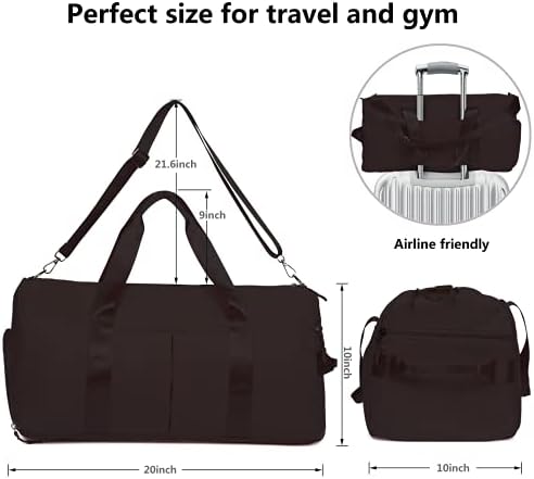 Mabrouc Duffle Bag for Women, Sports Duffel Bag para academia com bolso molhado e compartimento de sapatos, bolsa de viagem durante o dia a noite