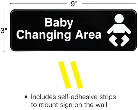 Excello Global Products Baby Change Station Sign: Fácil de montar sinal de plástico informativo com símbolos 9x3, pacote