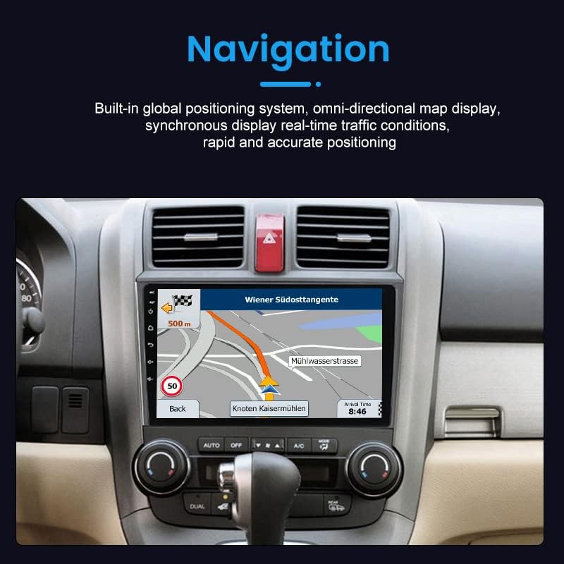 Rádio estéreo Android 11 de carro para Honda CRV 2007-2011, Biorunn 9 polegadas Car GPS HD Touch Screen Quad Core Navigation WiFi BT FM Unidade Cabeça Player 2 GB RAM 32 GB ROM