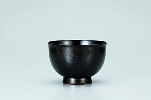 Tsuchiya lacquerware 34-1801 tigela grande, preta, 4,9 x 3,4 polegadas, panela de madeira, keyaki antigo