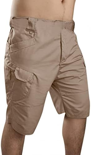 Shorts masculinos clássicos casuais encaixam shorts de praia de verão, algodão com cintura elástica e bolsos nadar