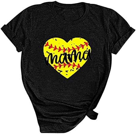 Baseball mamãe t sucata mulheres manga curta camiseta camiseta mama camisa casual beisebol coração tee tops