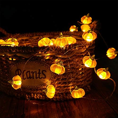 BOHON HALLOWEEN LUZES 3D Jack-o-Lantern 10ft 30 LEDS Luzes de cordas de abóbora Bateria Luzes laranja alimentadas para festas de Halloween Decorações de Ação de Graças no outono de outono de Halloween