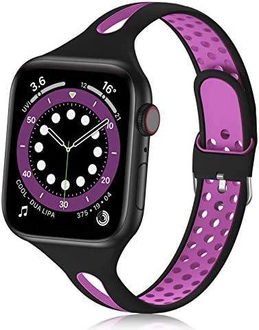 Bandrição compatível para banda Apple Watch 38mm 40mm 41mm 42mm 44mm 45mm, respirável Silicone Silicone Iwatch Bands