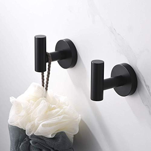 Rainvo Banheiro Toalheira Canchão, gancho de chuveiro SUS 304 Aço inoxidável, toalha de mão moderna Matte preto fosco,