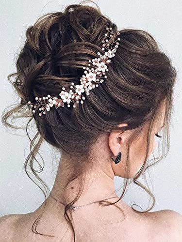 Gorais Flower Bride Wedding Hair Vine Crystal Bridal Pieces Acessórios de cabelo de pérola para mulheres e meninas