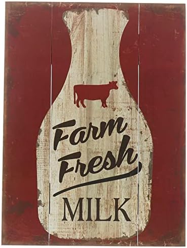 Barnyard Designs fazenda de leite fresco Sinal de fazenda de madeira decorativa, design retro vintage na placa de placa de barra