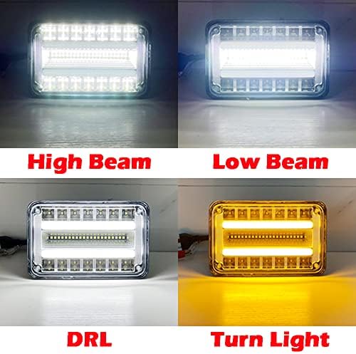 DHUNG 4PCS DOT Aprovado faróis de LED retangulares de 4x6 polegadas Branco/âmbar halo drl Turn Luz H4651 H4652 H4656