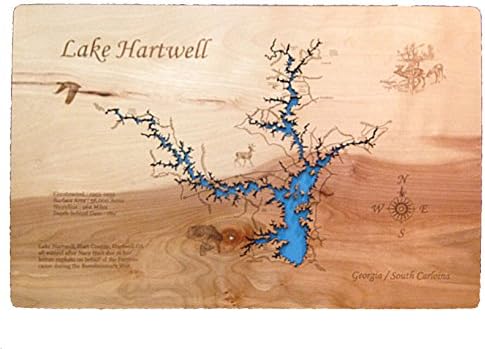 Pelução do mapa de madeira pendurado: Lago Hartwell Georgia