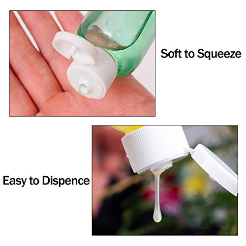 Ysesoai 25pcs 2 oz Plástico Clear Garrafas vazias Viagem de recipientes com tampa de chinelos para produtos de higienetries líquidos