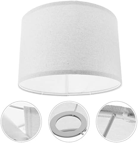 Lurrose tambor lâmpada de pano de pano de pano de lâmpada de lâmpada de mão mangue de lâmpada média de lâmpada para mesa de cabeceira da mesa de cabeceira, branco