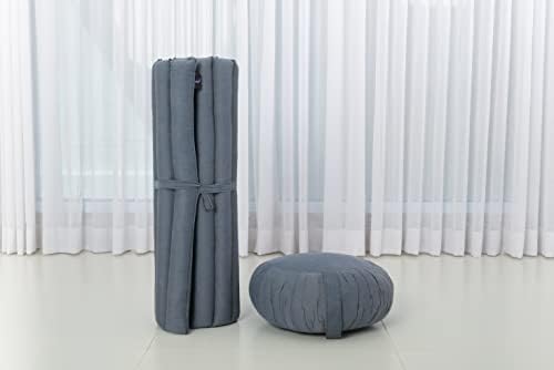 Conjunto de almofadas de meditação de Leewadee-1 Round Zafu Yoga Pillow e 1 tapete quadrado de zabuton cheio de kapok ecológico