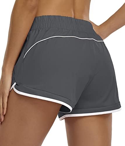 Blevonh mulheres cintura elástica dupla camada casual shorts com bolsos laterais