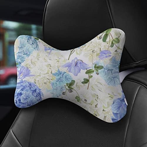 Blue Hydrangea Car pescoço travesseiros de espuma de espuma de cabeça macia Cabeça de amortecimento Cabeça para dirigir Cadeira