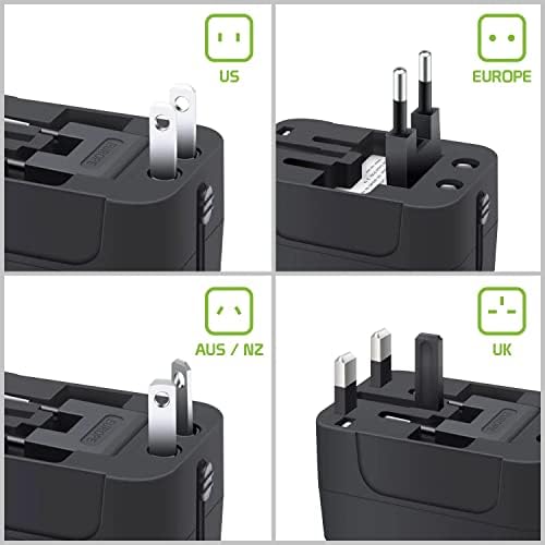 Viagem USB Plus International Power Adapter Compatível com a Sony Xperia Z3V para energia mundial para 3 dispositivos USB TypeC,