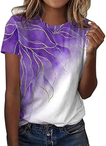 Adpan feminino diariamente primavera boho impressão o tanque de pescoço camisetas de manga curta camisas de treino casual de algodão macio de manga longa Mulheres c-purple