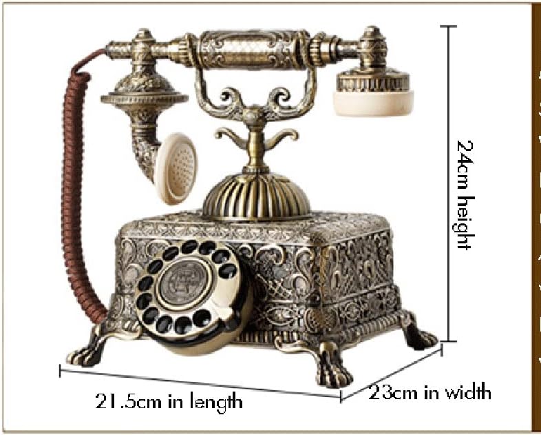 N/A Metal Vintage Antique Telefone Antigo Mordido Linha Fixo com Dial Rotary para decoração de escritório em casa