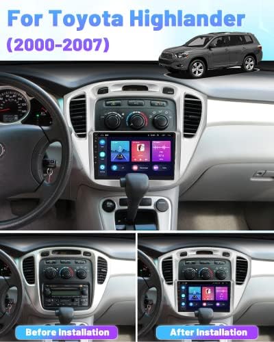 Rádio de carro sensível ao toque de 9 polegadas para a Toyota Highlander 2000-2007 com Apple sem fio CarPlay Android