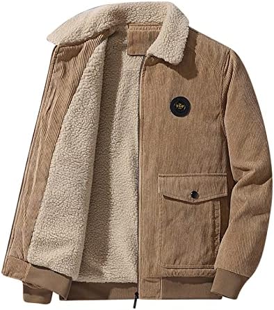 Iepofg feminino inverno cargo casaco de lã Faux forrada de jaqueta curta de manga longa de manga longa para baixo