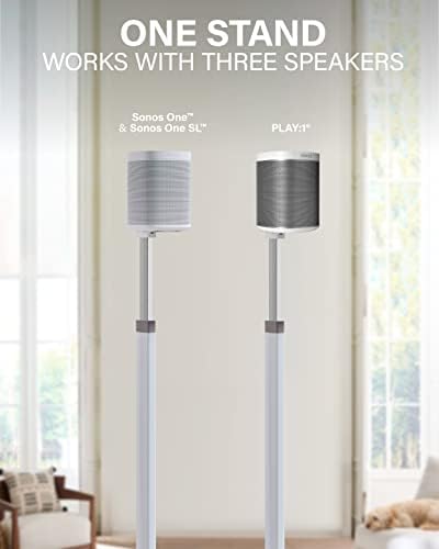 Sanus Stands de alto -falante sem fio de altura ajustável para Sanus, projetados para Sonos One, One SL e Play: 1 - Ajuste sem ferramentas de até 16 e gerenciamento de cabos embutidos - branco / único