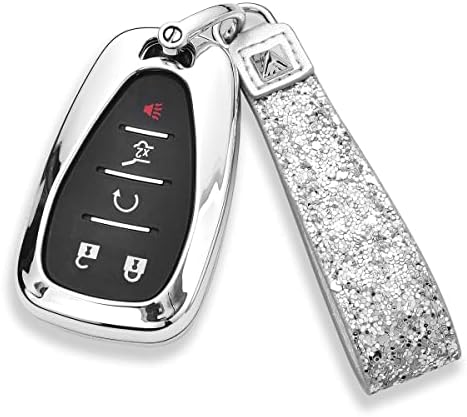 RoyalFox 3 4 5 6 BOTÃO 3D Bling Diamond Rhinestones Smart Remote Remote Caso FOB capa para 2017 2018 2019 2020 2021 2022 Chevrolet Malibu Camaro Cruze Traverse Spark Sonic com Key Strap Key